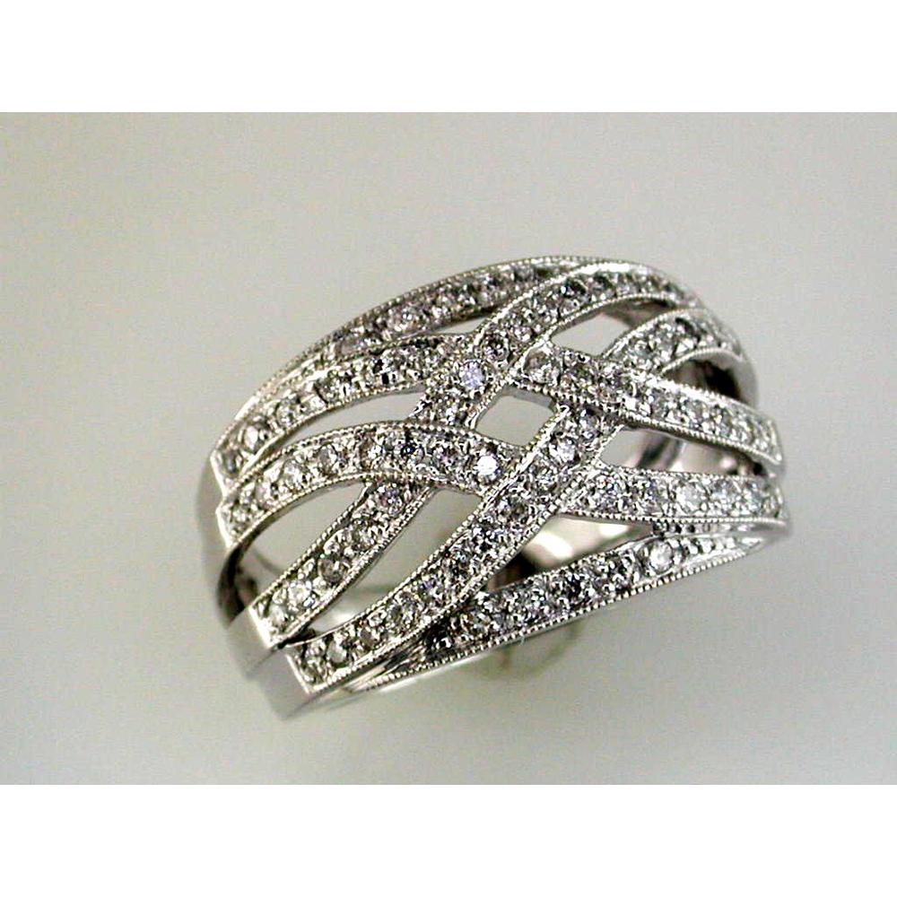 14K White Gold Interwoven Diamond Ring with Round Diamonds - 0.50 Carats Total Diamond Weight