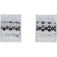 14K White Gold Italian C-Hoop Earrings with Hammered Finish and Milgrain Detail - 4.20 Grams Total Gold Weight