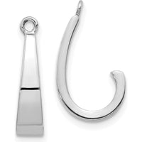 14K White Gold J Hoop Earring Jackets with Rhodium Plating - 19mm Length by Oro Pregiato
