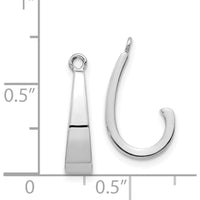 14K White Gold J Hoop Earring Jackets with Rhodium Plating - 19mm Length by Oro Pregiato