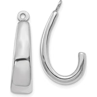 14K White Gold J Hoop Earring Jackets with Rhodium Plating - 25mm Charm Length by Oro Pregiato