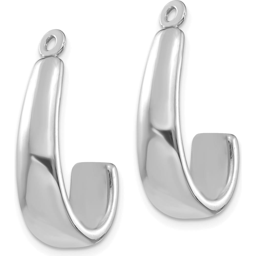 14K White Gold J Hoop Earring Jackets with Rhodium Plating - 25mm Charm Length by Oro Pregiato