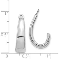 14K White Gold J Hoop Earring Jackets with Rhodium Plating - 25mm Charm Length by Oro Pregiato
