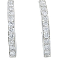 14K White Gold J-Hoop Earrings with Prong-Set Round Diamonds - 1.00 Carat Total Diamond Weight