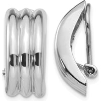 14K White Gold J-Hoop Non-Pierced Omega Clip Earrings with Polished Finish by Oro Pregiato