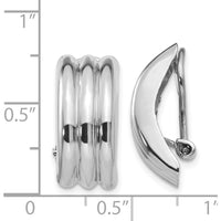 14K White Gold J-Hoop Non-Pierced Omega Clip Earrings with Polished Finish by Oro Pregiato