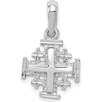 14K White Gold Jerusalem Cross Charm with Textured Finish and Reversible Design by Oro Pregiato
