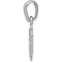 14K White Gold Jerusalem Cross Charm with Textured Finish and Reversible Design by Oro Pregiato