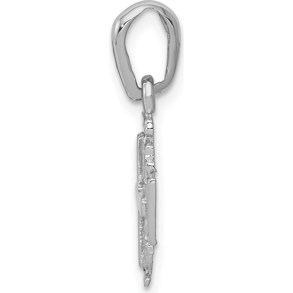 14K White Gold Jerusalem Cross Charm with Textured Finish and Reversible Design by Oro Pregiato