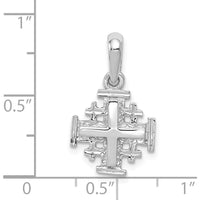 14K White Gold Jerusalem Cross Charm with Textured Finish and Reversible Design by Oro Pregiato