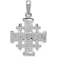 14K White Gold Jerusalem Cross Pendant - Textured Reversible Design with Rhodium Plating by Oro Pregiato