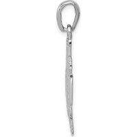 14K White Gold Jerusalem Cross Pendant with Textured Finish - Polished and Reversible Design by Oro Pregiato