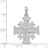 14K White Gold Jerusalem Cross Pendant with Textured Finish - Polished and Reversible Design by Oro Pregiato