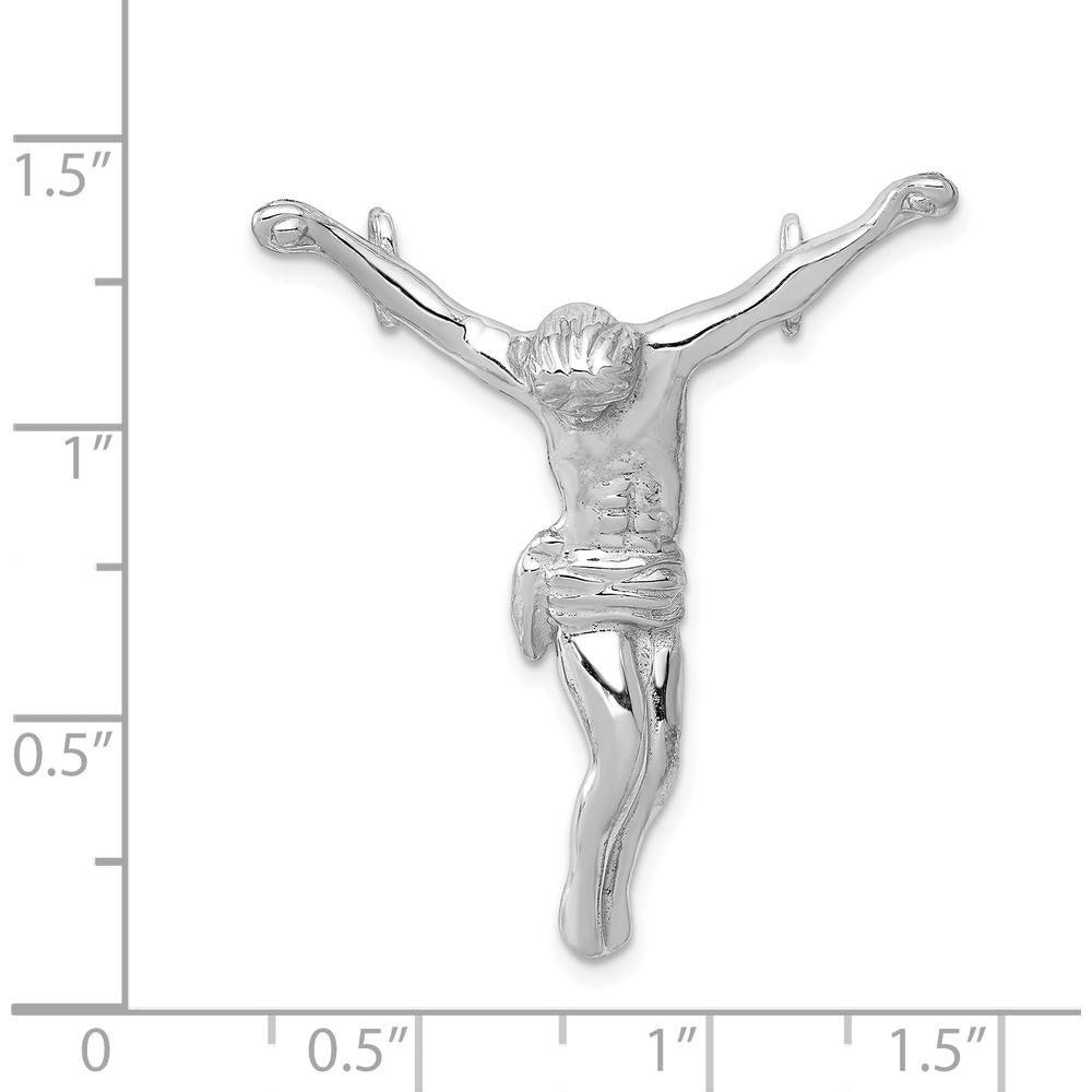 14K White Gold Jesus Pendant Slide with Rhodium Plating - 40mm by Oro Pregiato
