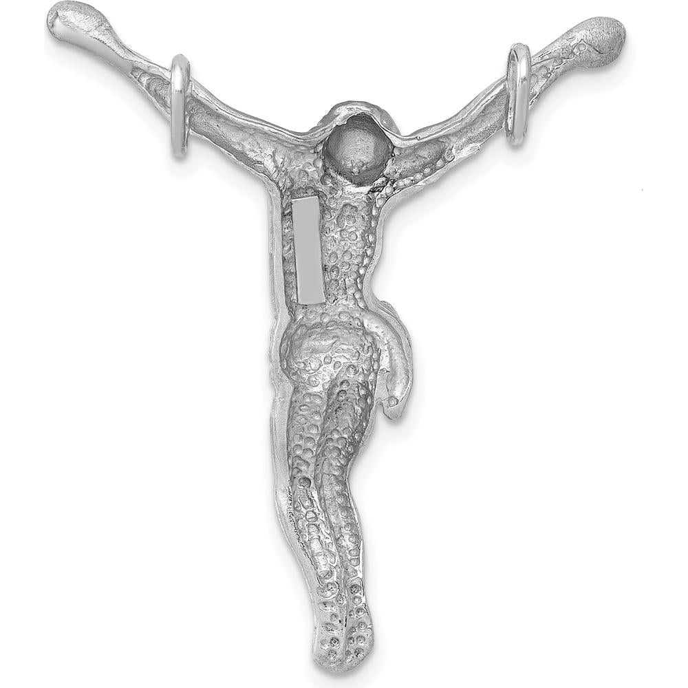 14K White Gold Jesus Pendant Slide with Rhodium Plating - 40mm by Oro Pregiato