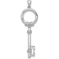 14K White Gold Key Pendant with Round Diamonds - 0.12 Carat Total Diamond Weight by Monteluci Fine Jewelry