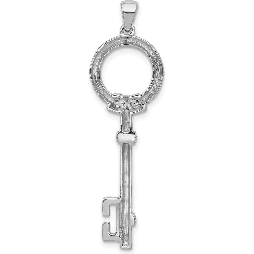 14K White Gold Key Pendant with Round Diamonds - 0.12 Carat Total Diamond Weight by Monteluci Fine Jewelry