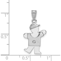 14K White Gold Kids Boy with Hat Diamond Kiss Charm with 0.015 Carat Round Diamond by Oro Pregiato