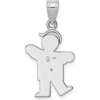 14K White Gold Kids Boy with Hat Diamond Kiss Charm with 0.015 Carat Round Diamond by Oro Pregiato