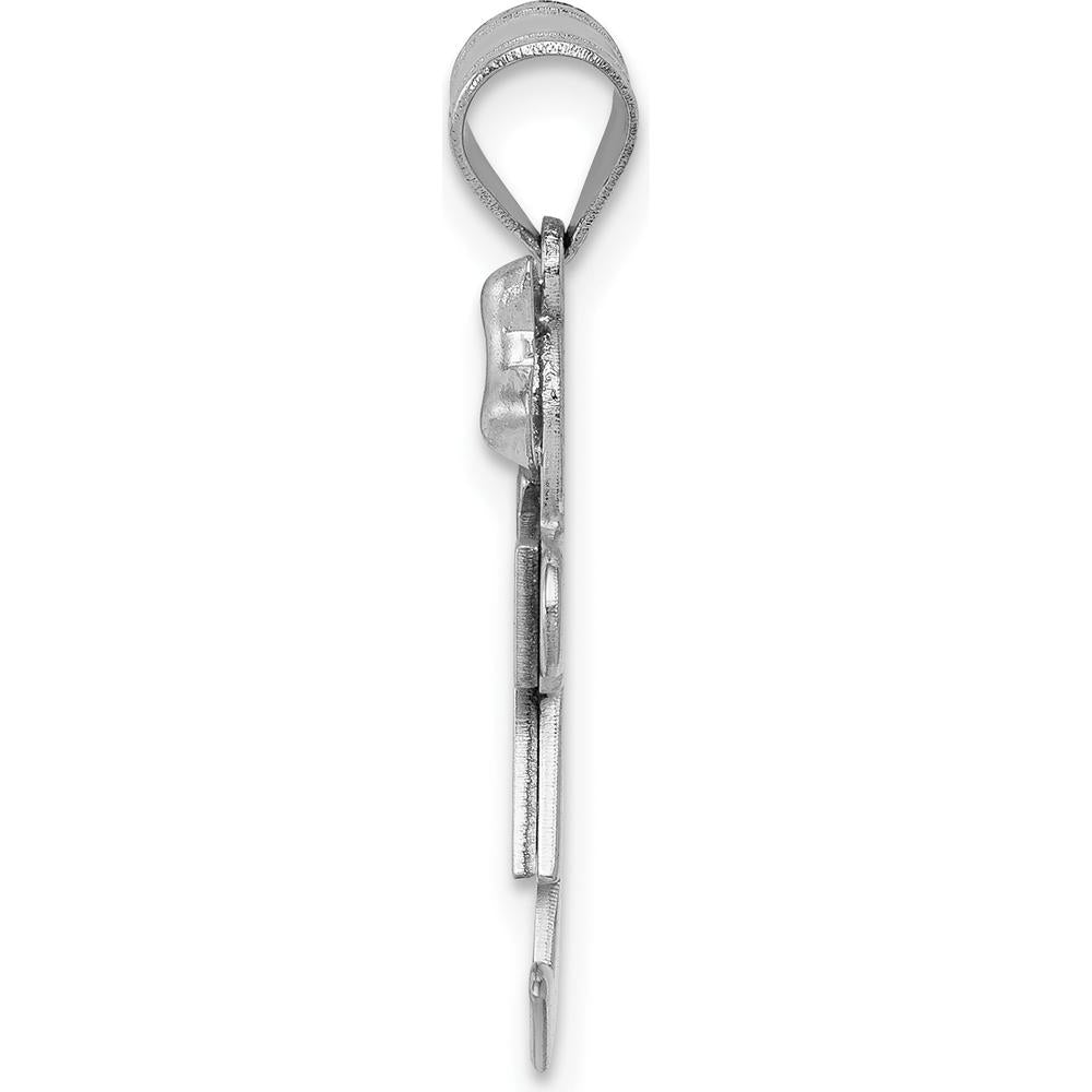 14K White Gold Kids Girl Charm with Diamond Kiss - 0.015 Carat Diamond by Oro Pregiato