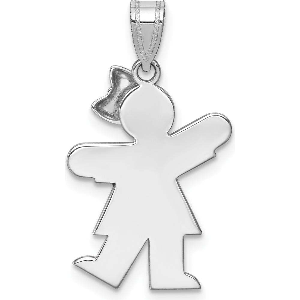 14K White Gold Kids Girl Charm with Diamond Kiss - 0.015 Carat Diamond by Oro Pregiato