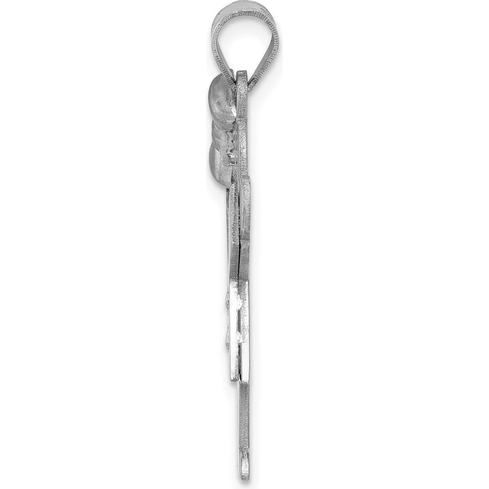 14K White Gold Kids Medium Girl with Bow on Left Diamond Love Charm - 0.015 Carat Total Diamond Weight by Oro Pregiato