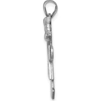 14K White Gold Kids Medium Girl with Bow on Right AA Diamond Kiss Charm - 0.03 Carat Total Diamond Weight by Oro Pregiato