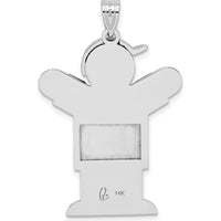 14K White Gold Kids Medium Girl with Bow on Right AA Diamond Kiss Charm - 0.03 Carat Total Diamond Weight by Oro Pregiato