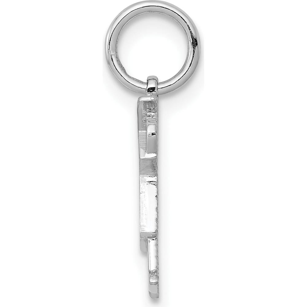 14K White Gold Kids Mini Boy Kiss Charm Pendant with Textured Back by Oro Pregiato