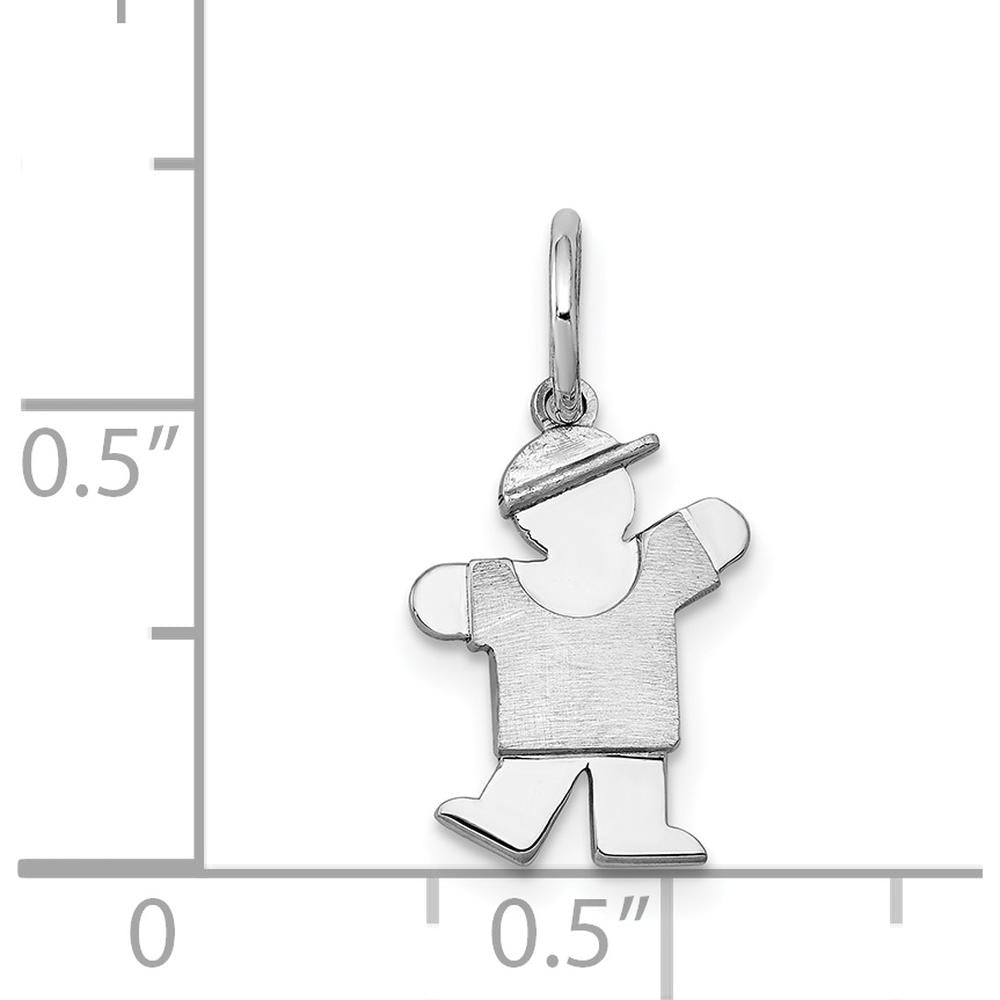 14K White Gold Kids Mini Boy Kiss Charm Pendant with Textured Back by Oro Pregiato