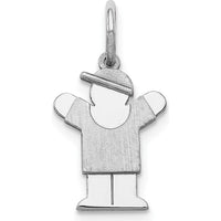14K White Gold Kids Mini Boy Love Charm Pendant - 18mm Length, 9mm Width by Oro Pregiato