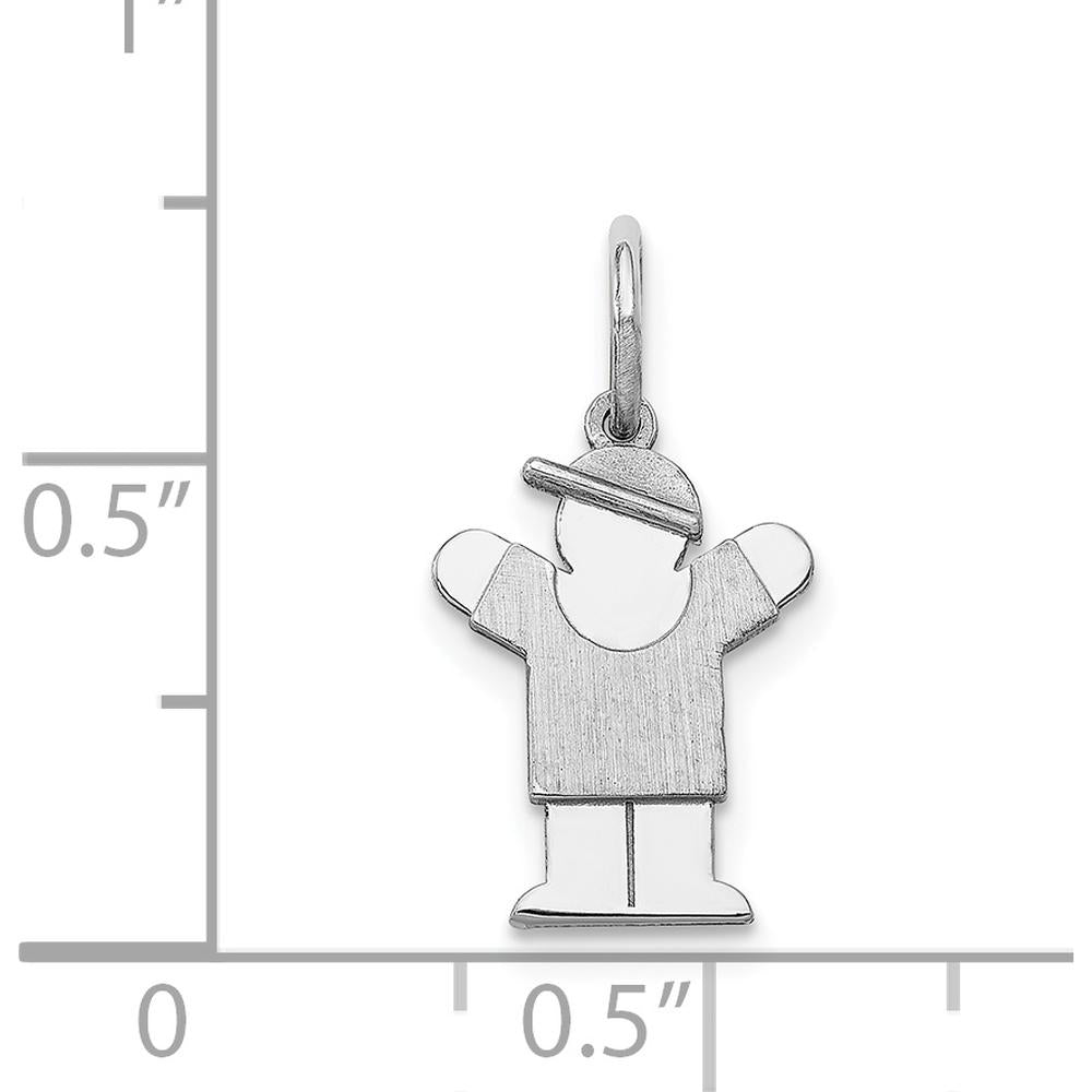 14K White Gold Kids Mini Boy Love Charm Pendant - 18mm Length, 9mm Width by Oro Pregiato