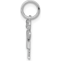 14K White Gold Kids Mini Girl Hugs Charm Pendant with Rhodium Plating by Oro Pregiato