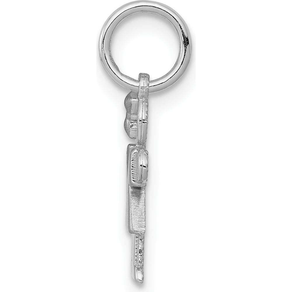 14K White Gold Kids Mini Girl Hugs Charm Pendant with Rhodium Plating by Oro Pregiato