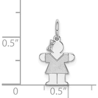 14K White Gold Kids Mini Girl Hugs Charm Pendant with Rhodium Plating by Oro Pregiato