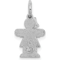 14K White Gold Kids Mini Girl Hugs Charm Pendant with Rhodium Plating by Oro Pregiato