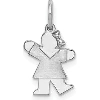 14K White Gold Kids Mini Girl Kiss Charm with Textured Back - 18mm Length by Oro Pregiato
