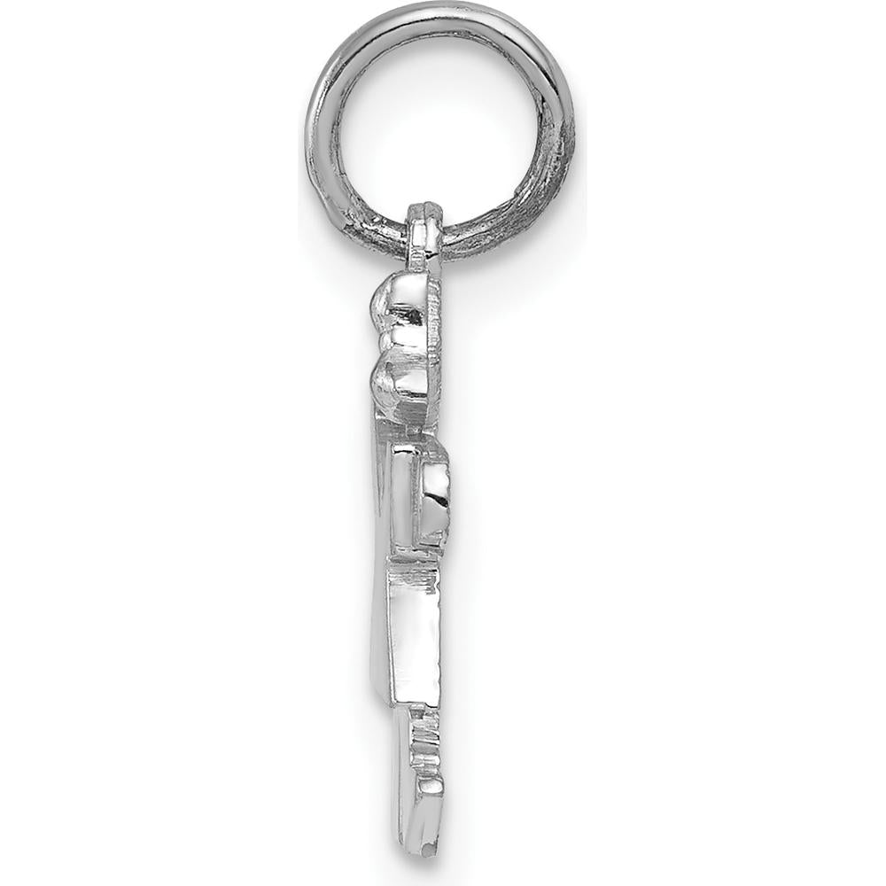 14K White Gold Kids Mini Girl Kiss Charm with Textured Back - 18mm Length by Oro Pregiato
