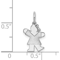 14K White Gold Kids Mini Girl Kiss Charm with Textured Back - 18mm Length by Oro Pregiato
