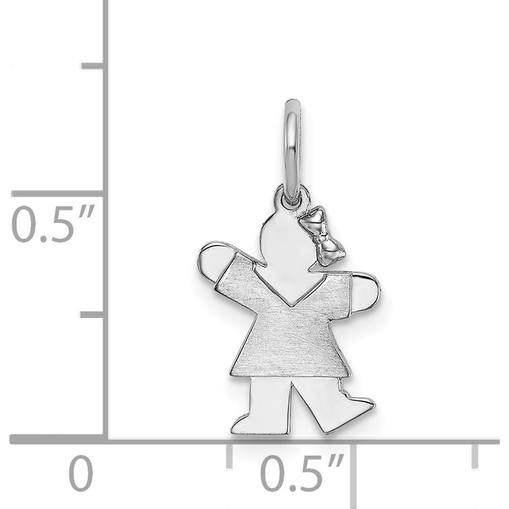 14K White Gold Kids Mini Girl Kiss Charm with Textured Back - 18mm Length by Oro Pregiato
