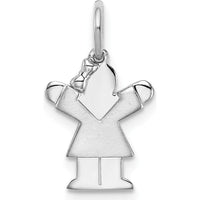 14K White Gold Kids Mini Girl Love Charm with Textured Design - 18mm Length by Oro Pregiato