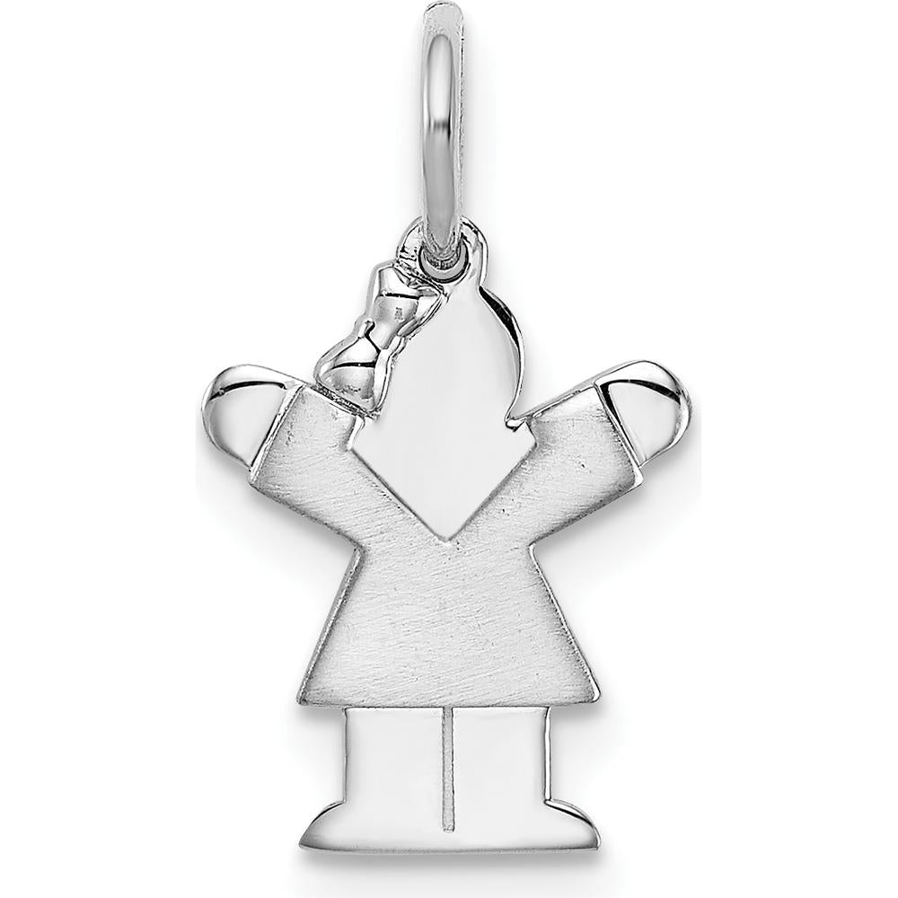 14K White Gold Kids Mini Girl Love Charm with Textured Design - 18mm Length by Oro Pregiato
