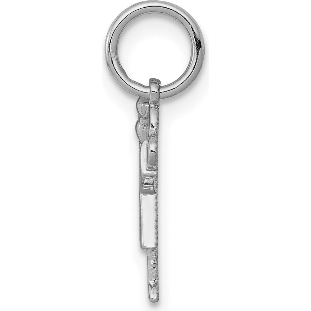 14K White Gold Kids Mini Girl Love Charm with Textured Design - 18mm Length by Oro Pregiato