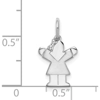 14K White Gold Kids Mini Girl Love Charm with Textured Design - 18mm Length by Oro Pregiato