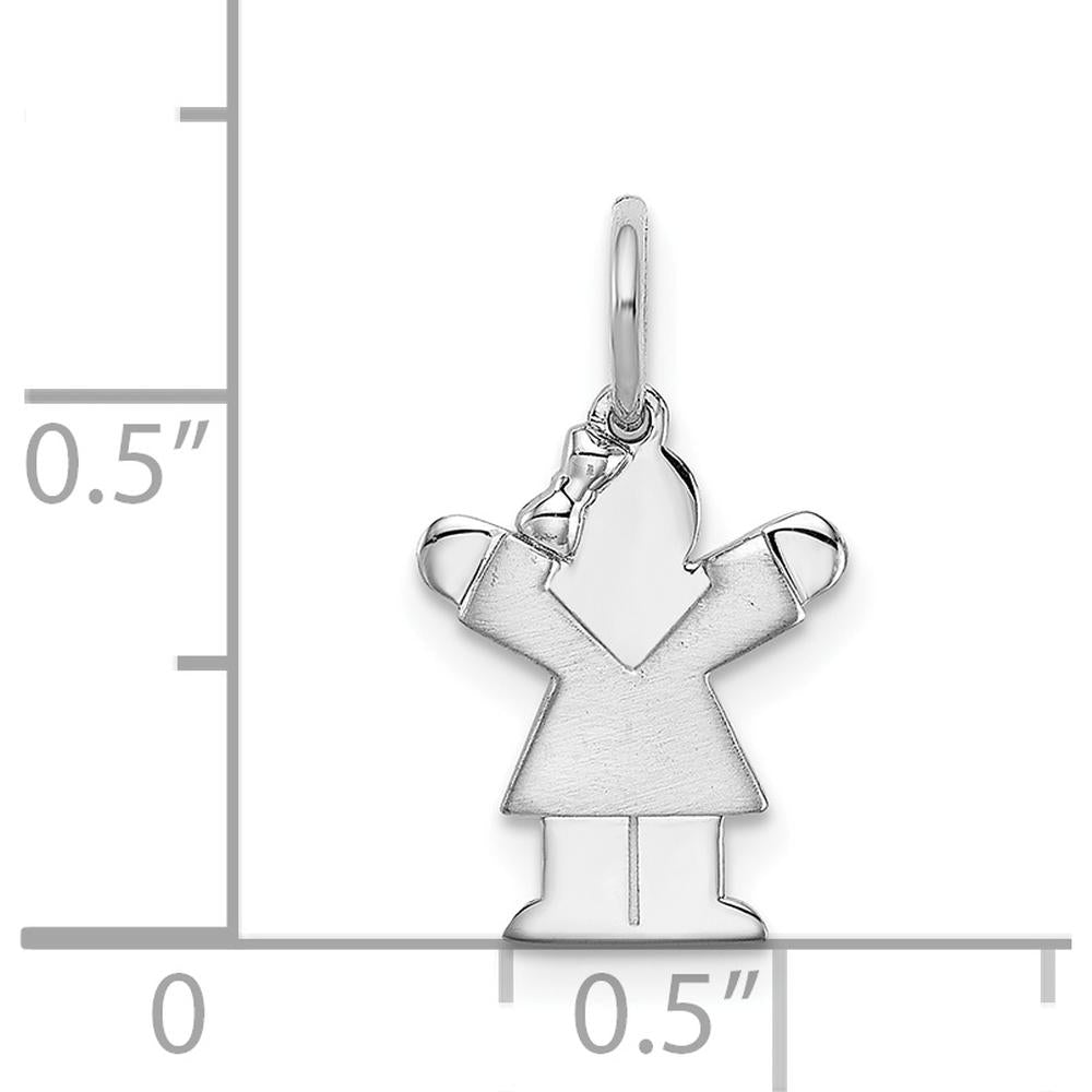 14K White Gold Kids Mini Girl Love Charm with Textured Design - 18mm Length by Oro Pregiato