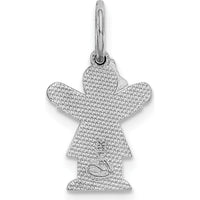 14K White Gold Kids Mini Girl Love Charm with Textured Design - 18mm Length by Oro Pregiato