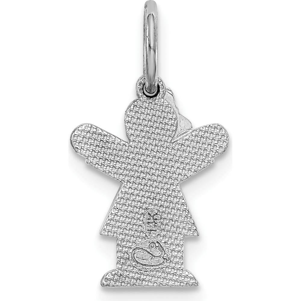 14K White Gold Kids Mini Girl Love Charm with Textured Design - 18mm Length by Oro Pregiato