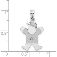 14K White Gold Kids Small Boy Charm with Diamond - 0.015 Carat Total Diamond Weight by Oro Pregiato