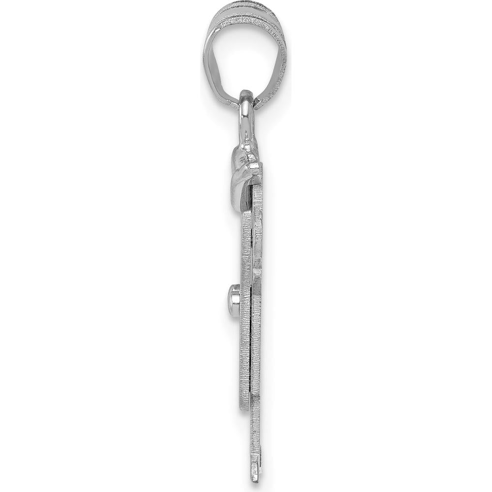 14K White Gold Kids Small Boy in Overalls with Hat Engravable Love Charm - Perfect for Personalization by Oro Pregiato