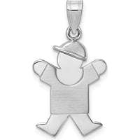 14K White Gold Kids Small Boy with Hat Charm Pendant - 25mm Length by Oro Pregiato